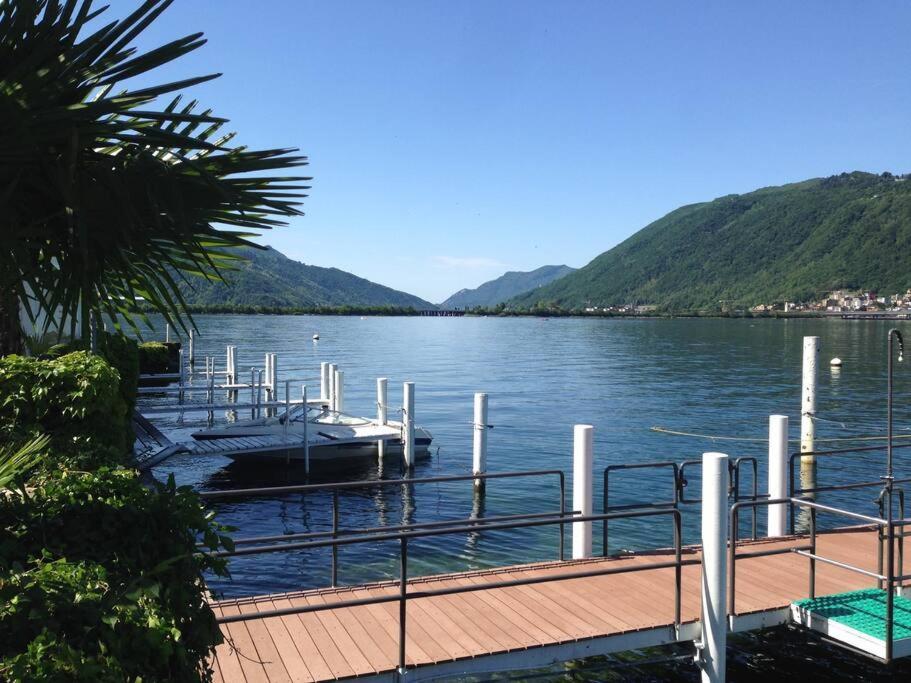 Luganersee, Pool, Strand, Parkplatz, Suite Bissone Luaran gambar